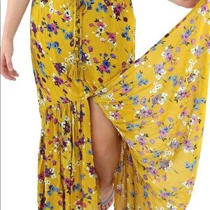 Band of Gypsies Marseilles Button Down Floral Maxi Skirt